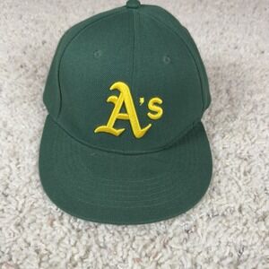 Oakland A's Hat Cap Men Snapback Solid Green w/ Yellow Logo OSFA